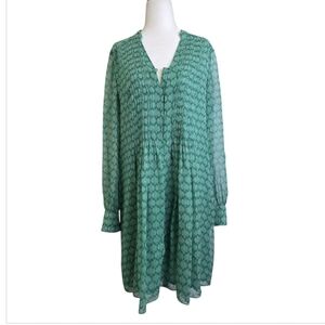 Diane von Furstenburg tribal print Kaftan long sleeve Silk v neck  dress